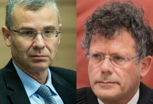 השופט יצחק עמית ושר המשפטים יריב לוין (צילום: יונתן זינדל, פלאש 90)