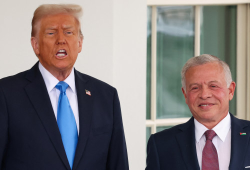 דונלד טראמפ ועבדאללה מלך ירדן בבית הלבן (צילום: רויטרס)