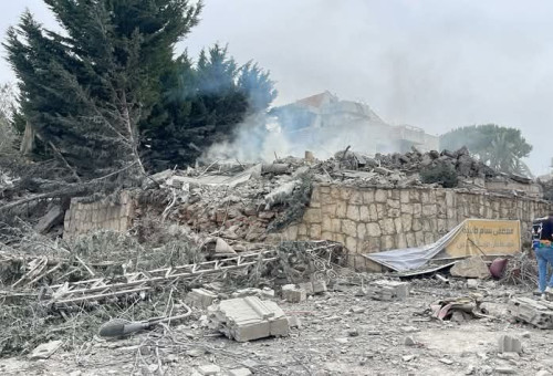 תקיפה בכפר תיבנית בדרום לבנון (צילום: רשתות ערביות, שימוש לפי סעיף 27 א')