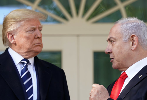 דונלד טראמפ, בנימין נתניהו (צילום: REUTERS/Kevin Lamarque)