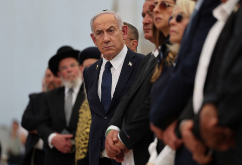 נתניהו בטקס יום הזיכרון (צילום: רויטרס)
