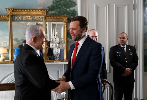 בנימין נתניהו וג'יי די וואנס (צילום: אבי אוחיון לע"מ)
