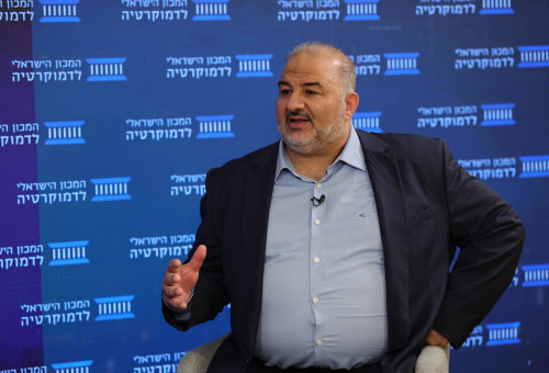 מנסור עבאס בכנס ״זמן הכרעה״, של המכון הישראלי לדמוקרטיה (צילום: המכון הישראלי לדמוקרטיה)