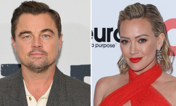 הילארי דאף וליאונרדו דיקפריו (צילום: Dia Dipasupil/Getty Images,VALERIE MACON/AFP via Getty Images)