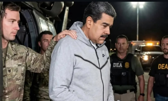 ניקולס מדורו מובל באזיקים לאחר מעצרו (צילום: רשתות חברתיות, שימוש לפי סעיף 27 א')