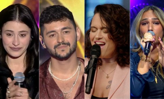 אלונה ארז, גל דה פז, נועם בתן, שירה זלוף מתוך "הכוכב הבא לאירוויזיון" בקשת 12 (צילום: צילום מסך קשת 12)