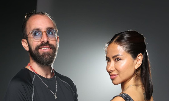 מתן בלו ובת הזוג החדשה (צילום: רפי דלויה)