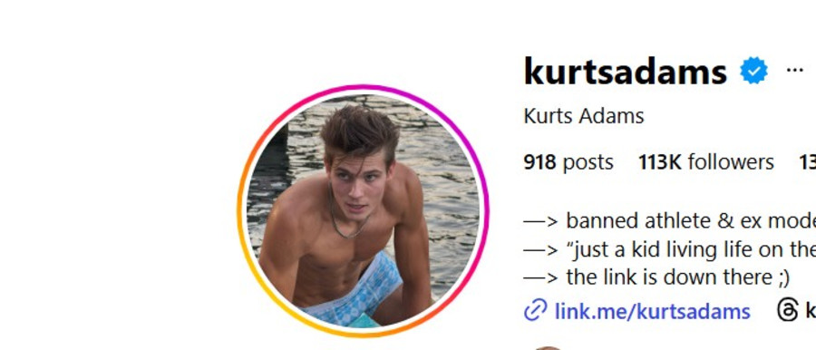 עמוד האינסטגרם של קורטס אדמס