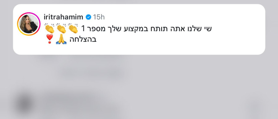 התגובה של אירית רחמים (צילום: צילום מסך אינסטגרם)