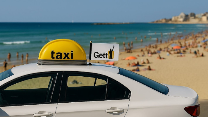 מונית Gett בחוף (צילום: בינה מלאכותית)