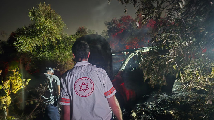 זירת האירוע סמוך לכפר קאסם (צילום: תיעוד מבצעי מד''א)