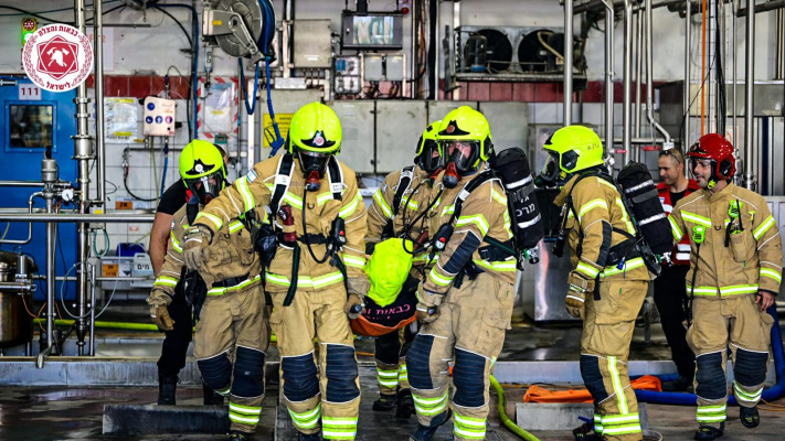 תרגיל חומרים מסוכנים במפעל שטראוס