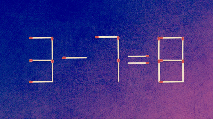 האם תצליחו לפתור את המשוואה באמצעות הזזת גפרור אחד בלבד?