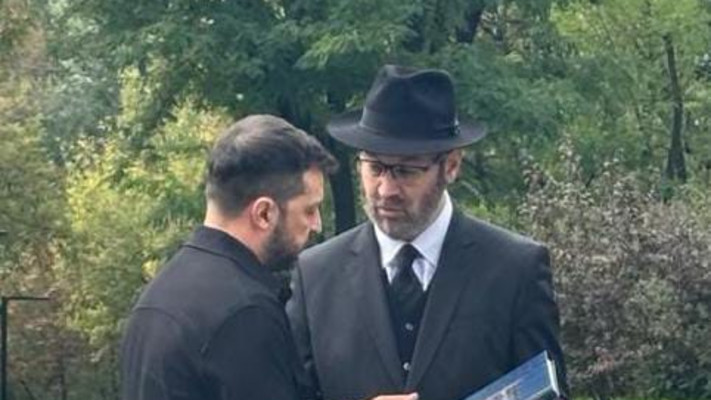 נשיא אוקראינה וולודימיר זלנסקי בטקס בקייב לזכר נרצחי באבי יאר