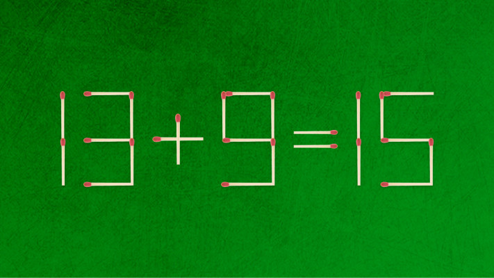 האם תצליחו לפתור את המשוואה באמצעות הזזת גפרור אחד בלבד?