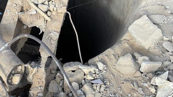 פיר מנהרה של ארגון הטרור חמאס שאותר על ידי הכוחות במרחב הקו הצהוב בח'אן יונס