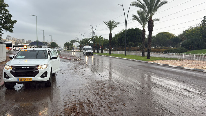 בוץ באשקלון בעקבות הגשמים העזים
