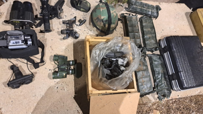 אמצעי הלחימה שנתפסו בתשתית הברחת הנשק מסוריה