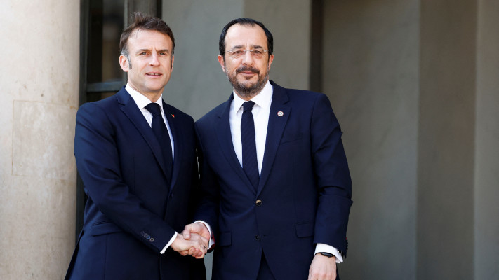 נשיא קפריסין ניקוס כריסטודולידיס ונשיא צרפת עמנואל מקרון 