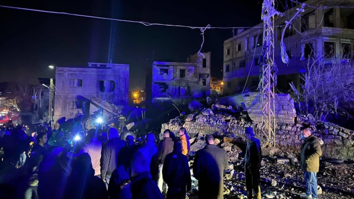 אתר הפגיעה בתקיפה הישראלית בלבנון