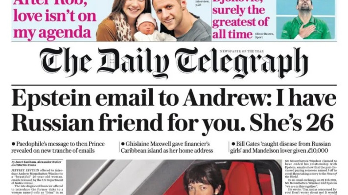 מסמכי אפשטיין: הכתבה ב''טלגרף'' (צילום: צילום מסך, הטלגרף)