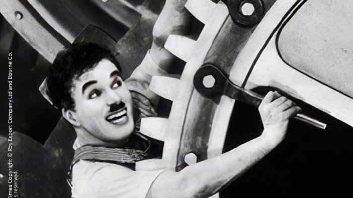 צ'ארלי צ'פלין מתוך הסרט ''זמנים מודרנים''