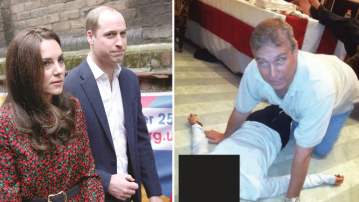 הנסיך אנדרו, הנסיך וויליאם וקייט מידלטון (צילום: מימין לשמאל: משרד המשפטים האמריקאי, רויטרס)