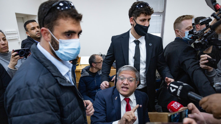 איתמר בן גביר בבית המשפט בדיון על קידום רינת סבן