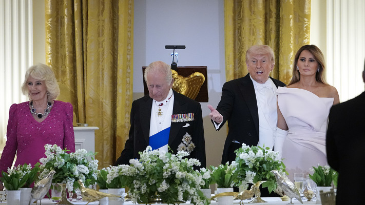 המלך צ'ארלס, דונלד טראמפ, המלכה קמילה, מלניה טראמפ (צילום: Andrew Harnik/Getty Images)