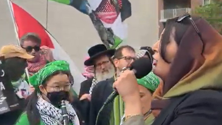 מפגינים לציון ''יום הנכבה'' בניו יורק