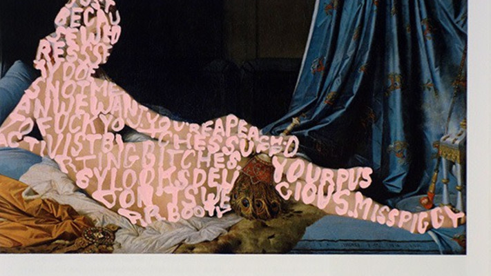 Betty Tompkins, Women Words (Ingres #2), 2018. Courtesy of Betty Tompkins and P.P.O.W, New York