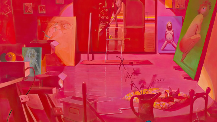 Lisa Yuskavage, Pink Studio (Rendezvous), 2021