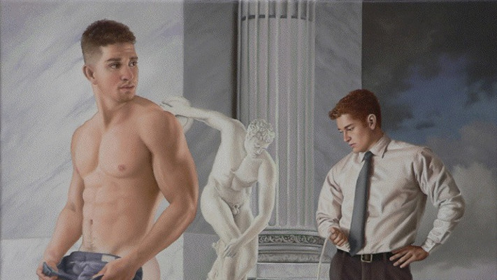 Wes Hempel, 2016: THE LURE OF CULTURE (study), oil on canvas, 22'' x 20''-