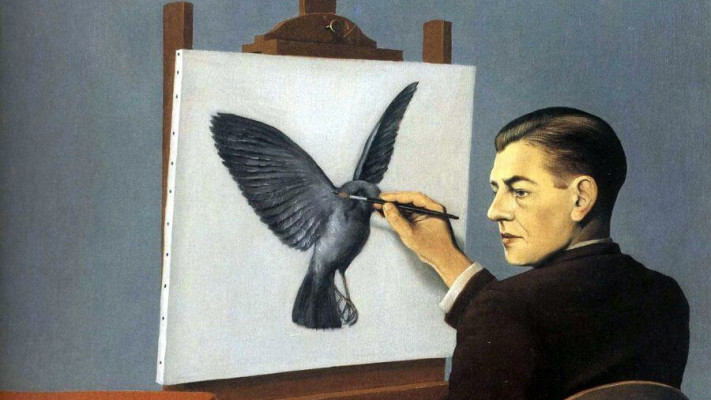 Ren&eacute; Magritte, La Clairvoyance, 1936, oil on canvas / שמן על בד