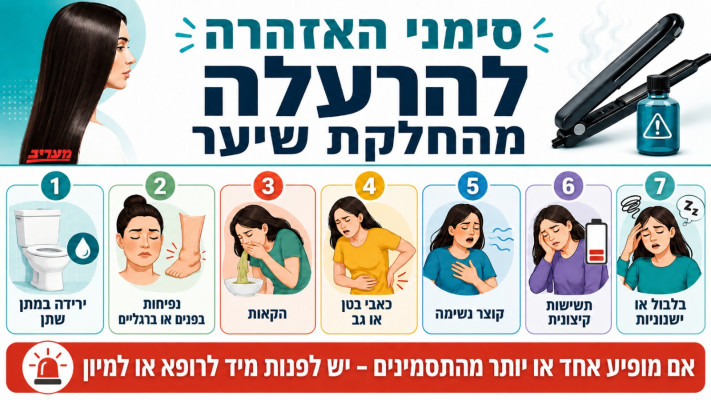 סימני אזהרה להרעלה מהחלקת שיער