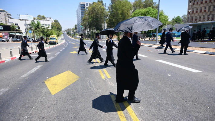 הפגנת החרדים ליד לשכת הגיוס