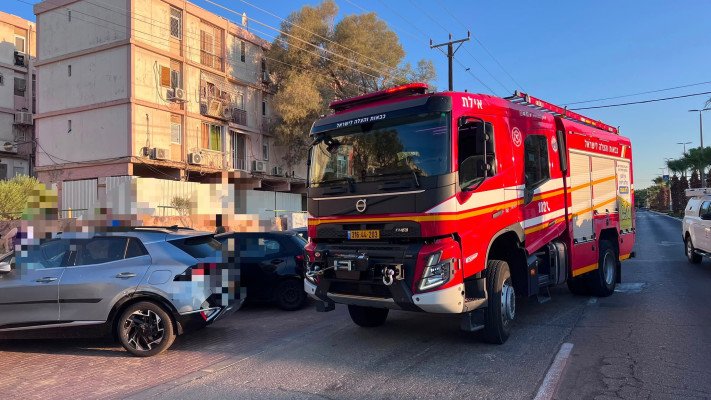 כבאית בזירת השריפה באילת 