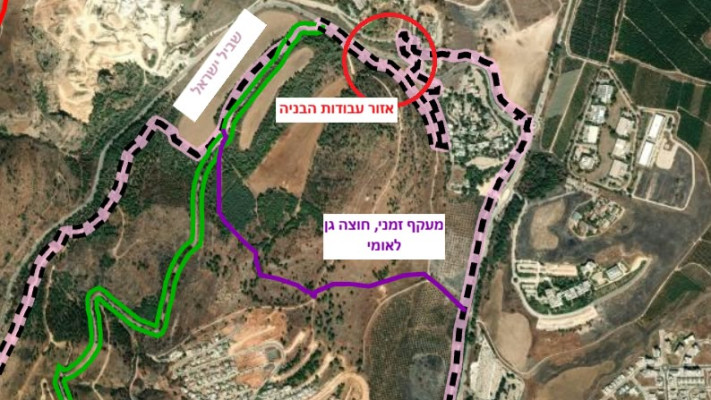 מפה של השינוי בתוואי שביל ישראל בצפון