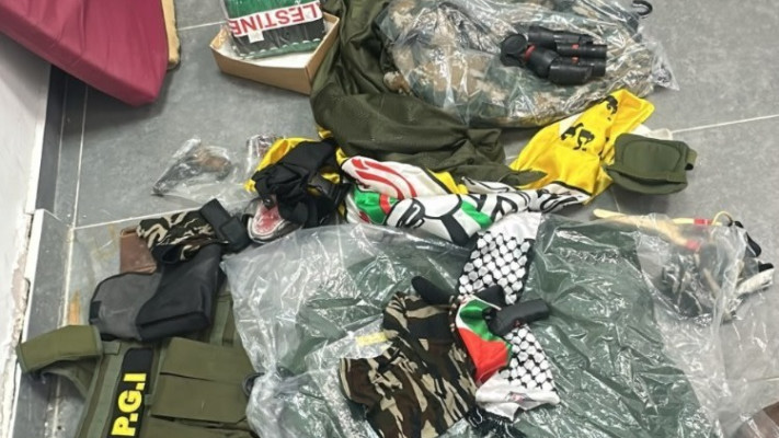 אמצעי הלחימה שנתפסו בפעילות כוחות מג''ב וצה''ל ביהודה בעקבות הפיגוע