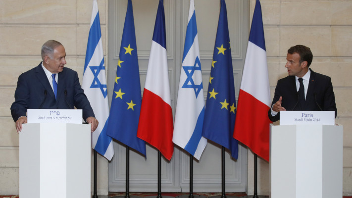 עמנואל מקרון, בנימין נתניהו (צילום: AFP)