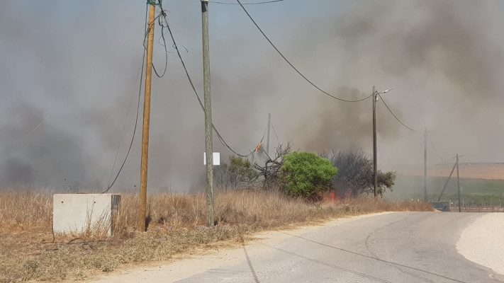 שריפה במועצה אזורית שער הנגב (צילום: דוברות שער הנגב)