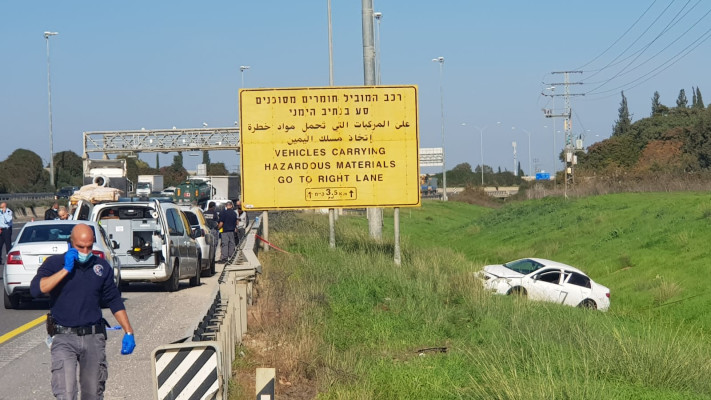 זירת האירוע בכביש 6, הרכב שהתדרדר