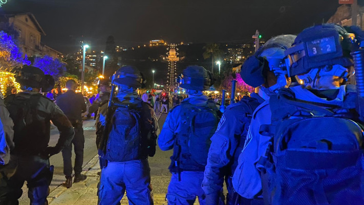 כוחות גדולים של משטרה בחיפה