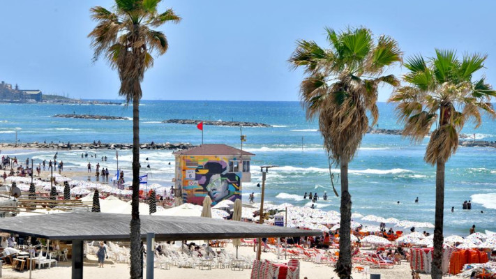 מתרחצים בחוף בתל אביב