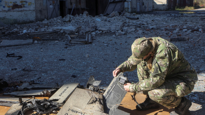 שרידי רחפן איראני שהושמד על ידי הצבא האוקראיני