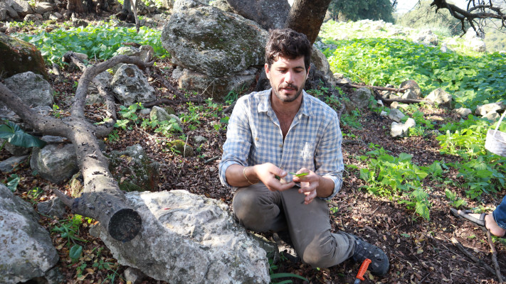 מלקטים. הלל גרדי בהשקת פיצות פרא (צילום: ליז קוקין)