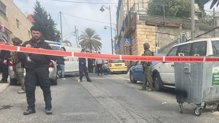 זירת הפיגוע בעיר דוד, ירושלים (צילום: דוברות המשטרה)