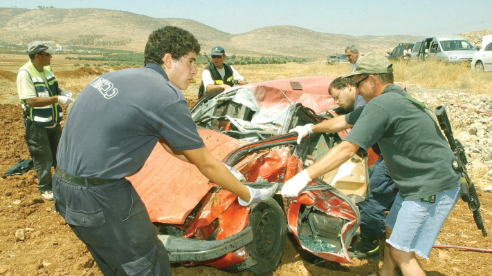 זירת פיגוע הירי בו נרצח שלום הר מלך ונפצעה לימור