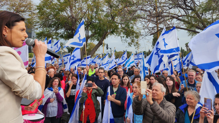 חברת הכנסת אפרת רייטן בהפגנה ברחובות  (צילום: ללא קרדיט)
