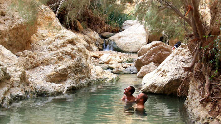 עין בוקק. מים ושרידים ארכיאולוגים  (צילום: יעקב שקולניק)